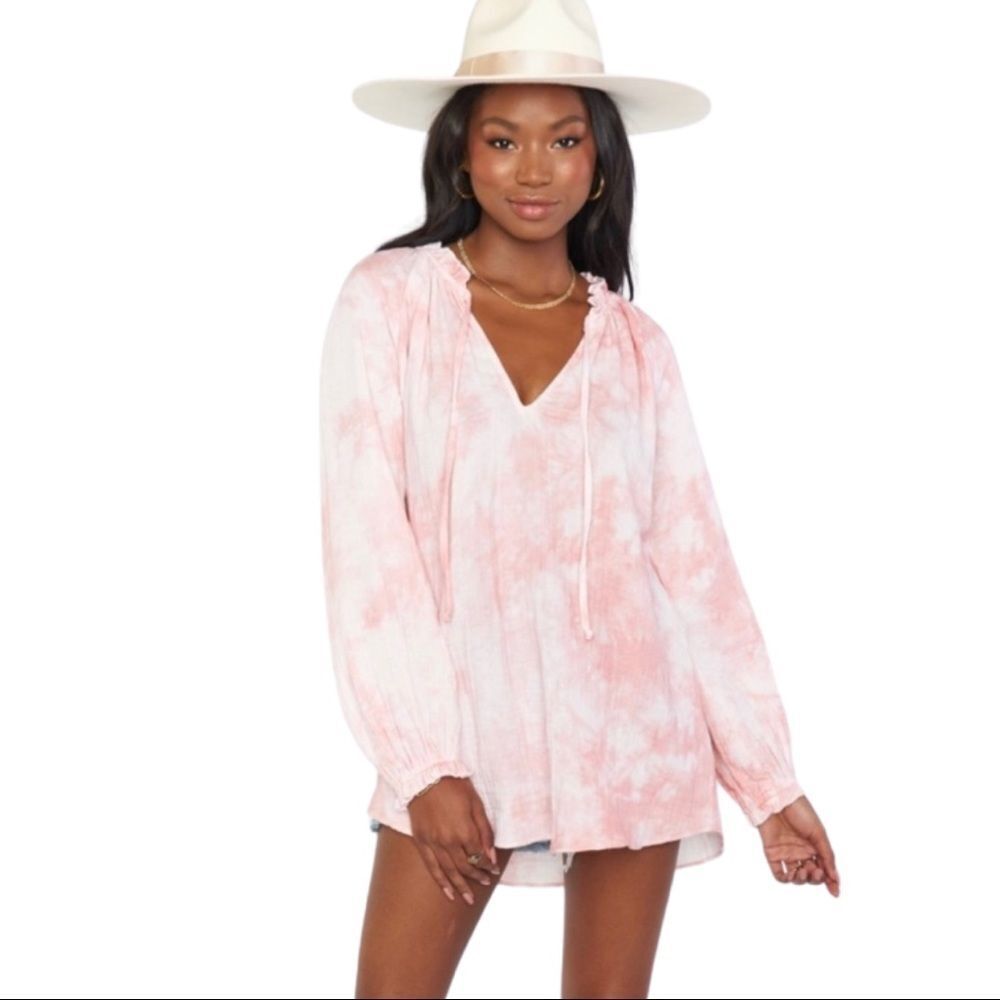 NWT Show Me Your Mumu Charlene Tunic Pink Tie Dye V Neck